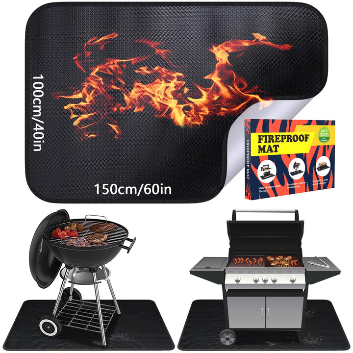 Feuerfeste Unterlage, 100 × 150cm Hitzebeständig bis 1800°F Hitzeschutzmatte, Grillmatte, Feuerschut