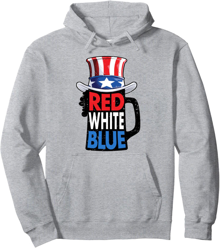 Red White Blue Beer 4th Of July Uncle Sam Men Women USA Flag Pullover Hoodie