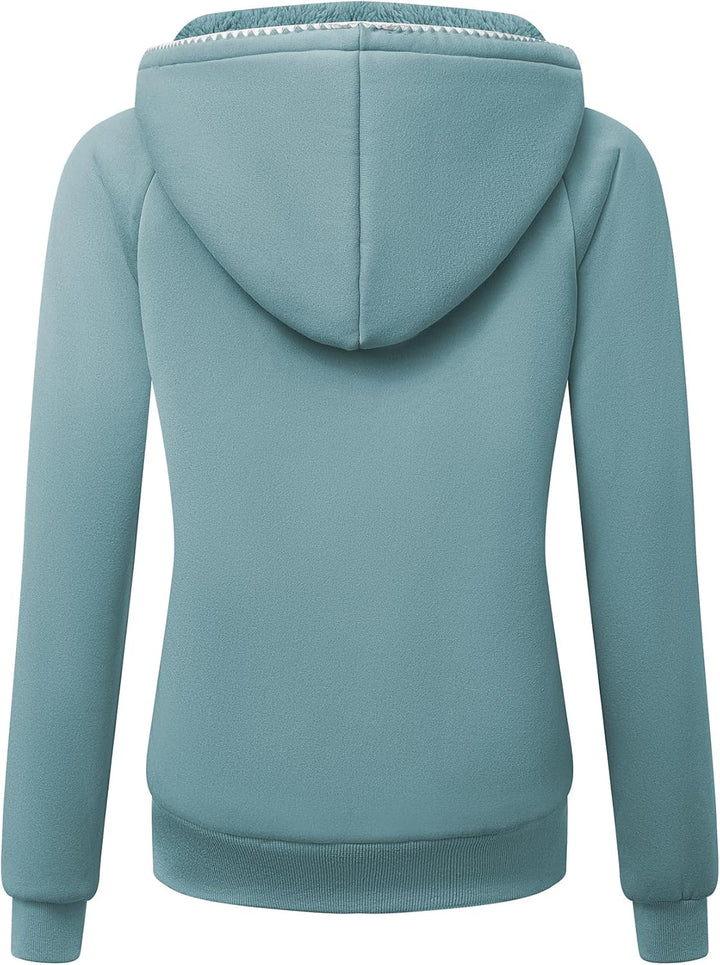 onedog Damen Kapuzenpullover Gefüttert Kapuzenjacke Sweatjacke mit Zipper Fleecejacke Damen Reissver