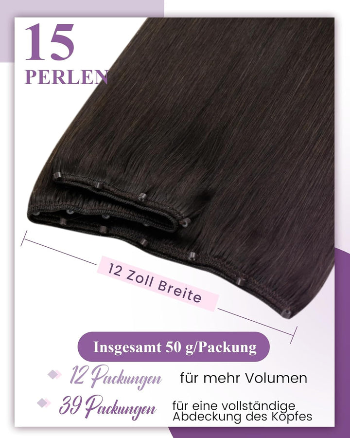 LaaVoo Braun Tressen Echthaar Extensions mit Micro Rings 12Zoll Width Microweft Haarverlängerung Ech