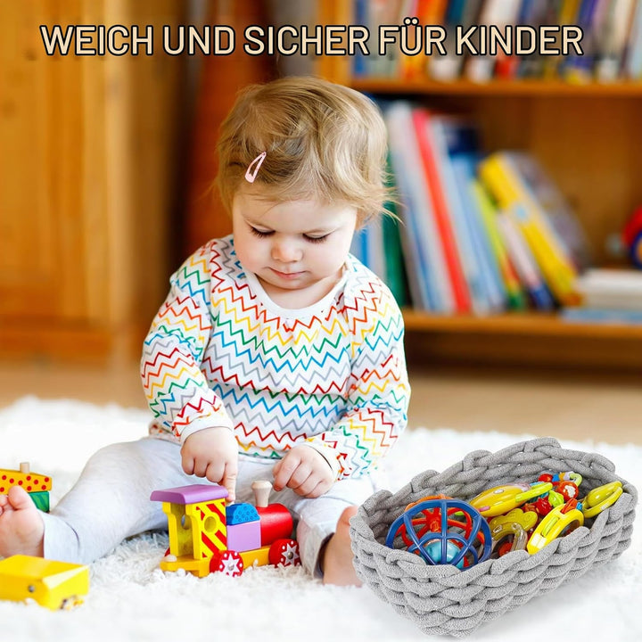 Cinnani 3er Set Aufbewahrungskorb,Baumwollseil Geflochten,Korb Aufbewahrung Körbchen Wickeltisch Org