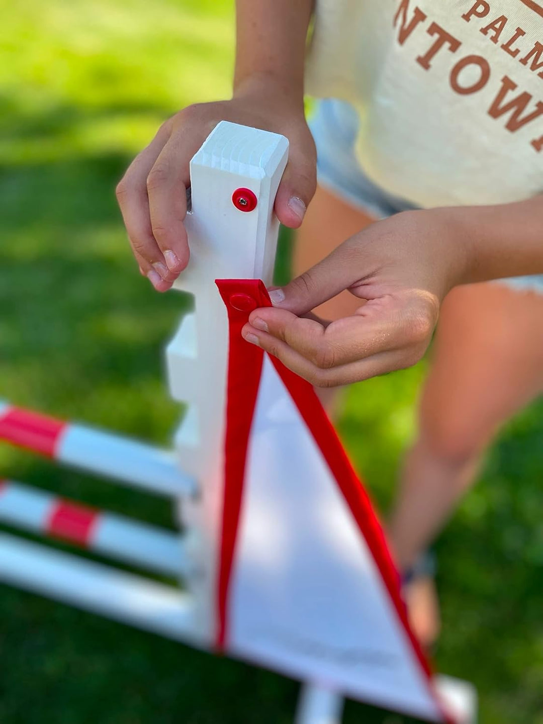 Hobby Horse Hindernis für Kinder zum Springen in rot - 120cm Breite I Steckhürden Höhenverstellbar 2