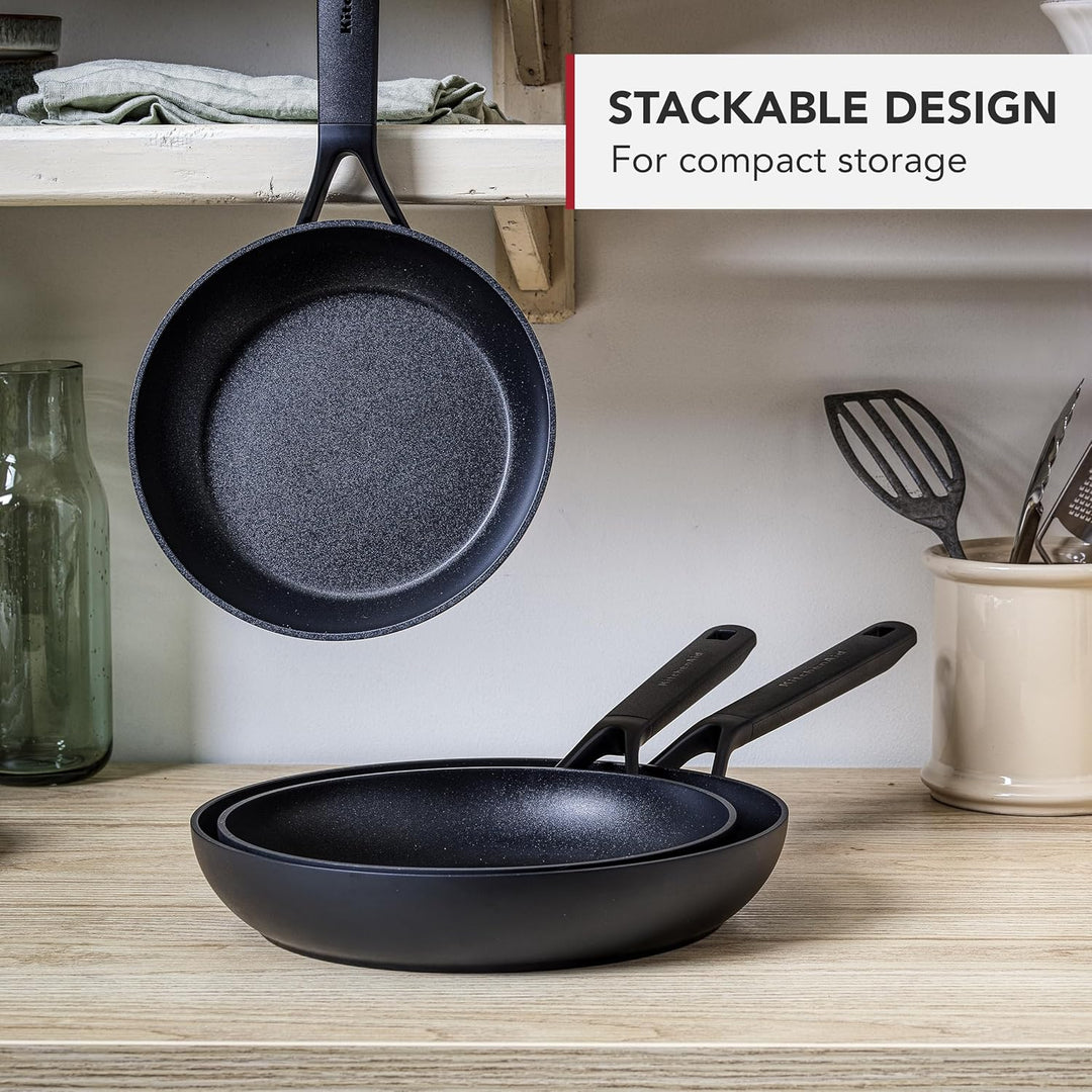 KitchenAid Classic Bratpfannen-Set 20cm, 24cm und 28cm, Hart Anodisiert, PFAS-freie Gesunde Keramisc