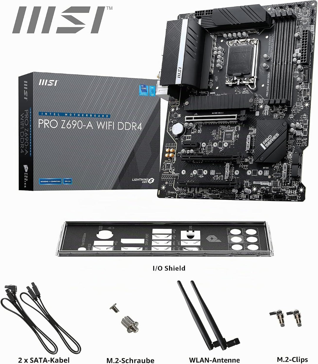 MSI PRO Z690-A WIFI DDR4 Mainboard ATX, unterstützt Intel Prozessoren 12. Generation, LGA 1700 - 14