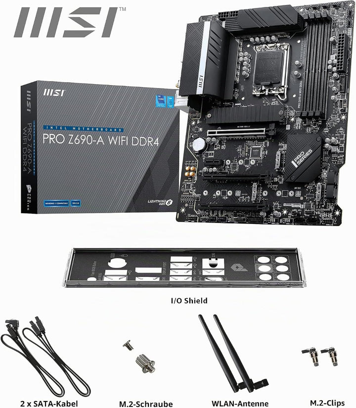 MSI PRO Z690-A WIFI DDR4 Mainboard ATX, unterstützt Intel Prozessoren 12. Generation, LGA 1700 - 14