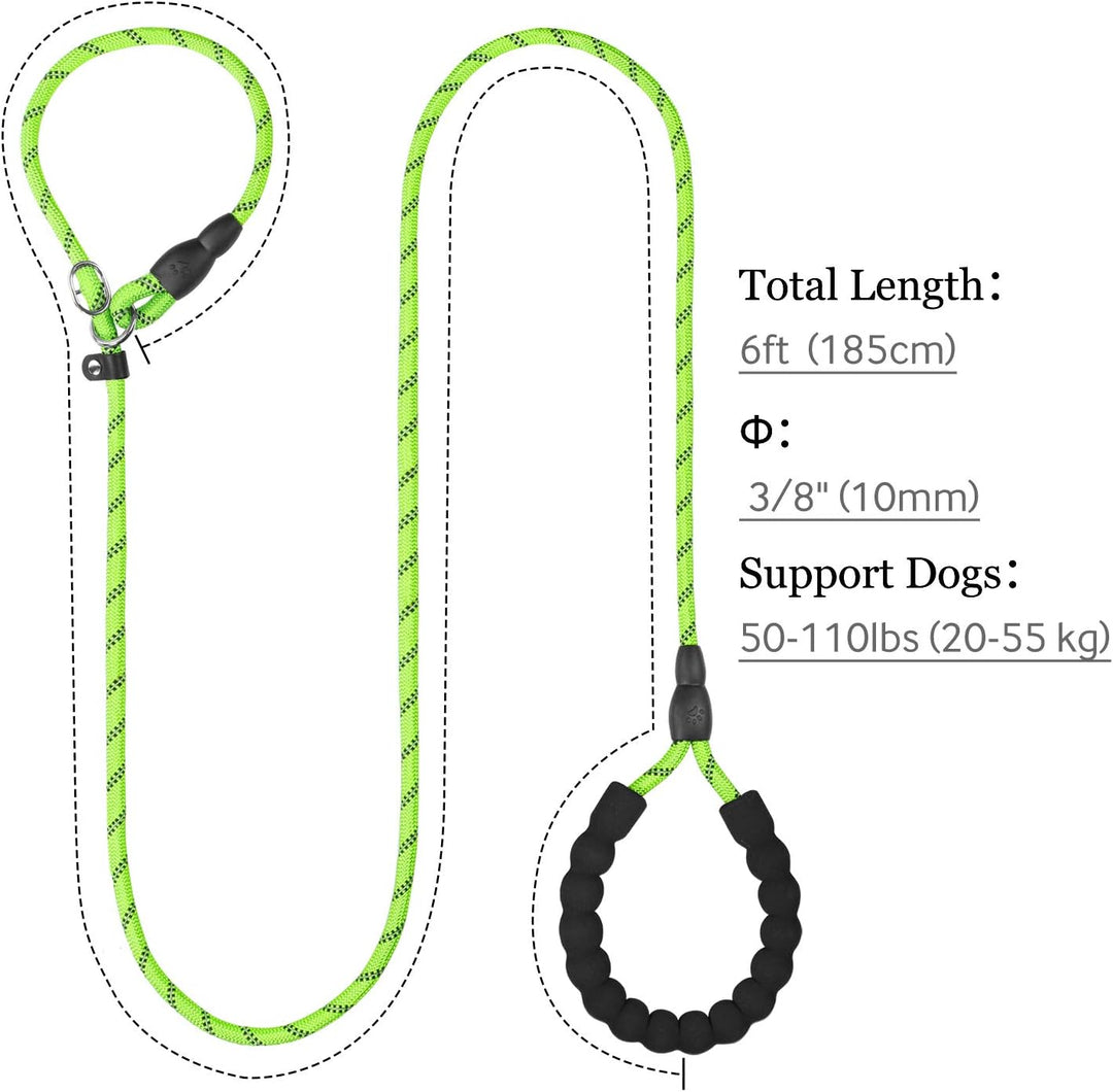TagME Retrieverleine mit Zugstopp,Reflektierende Seilleine 185 cm Moxonleine,Weicher gepolsterter Gr