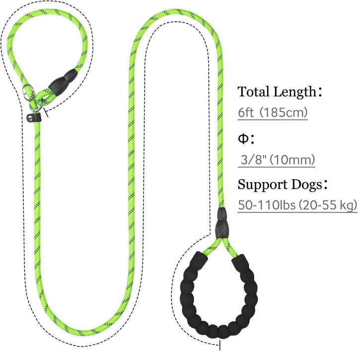 TagME Retrieverleine mit Zugstopp,Reflektierende Seilleine 185 cm Moxonleine,Weicher gepolsterter Gr