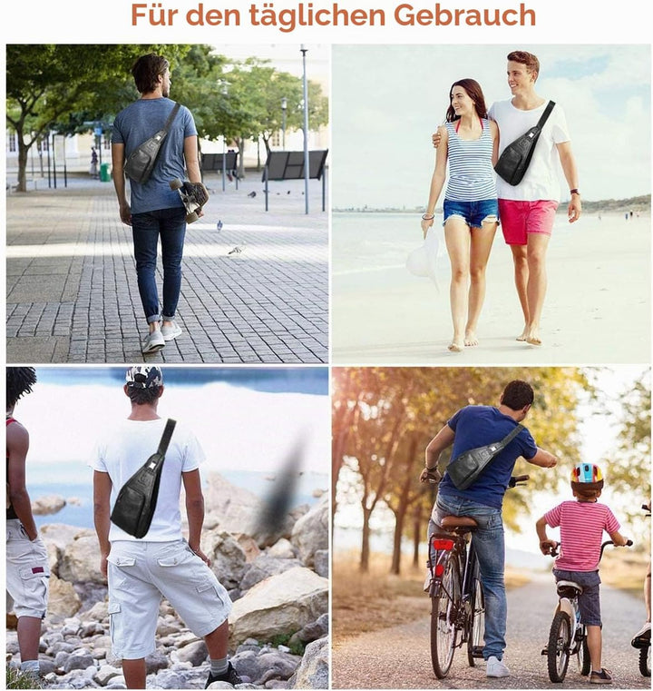 BULLCAPTAIN Herren Brusttasche aus Leder Umhängetasche Herren Rucksäcke Schultertaschen Taschen für