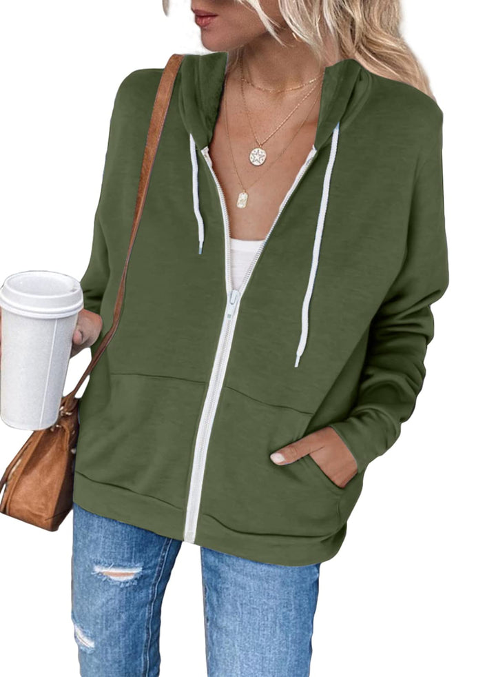 Uusollecy Damen Sweatjacke Hoodie Sweatshirtjacke Pullover Oberteile Kapuzenpullover Einfarbig Full