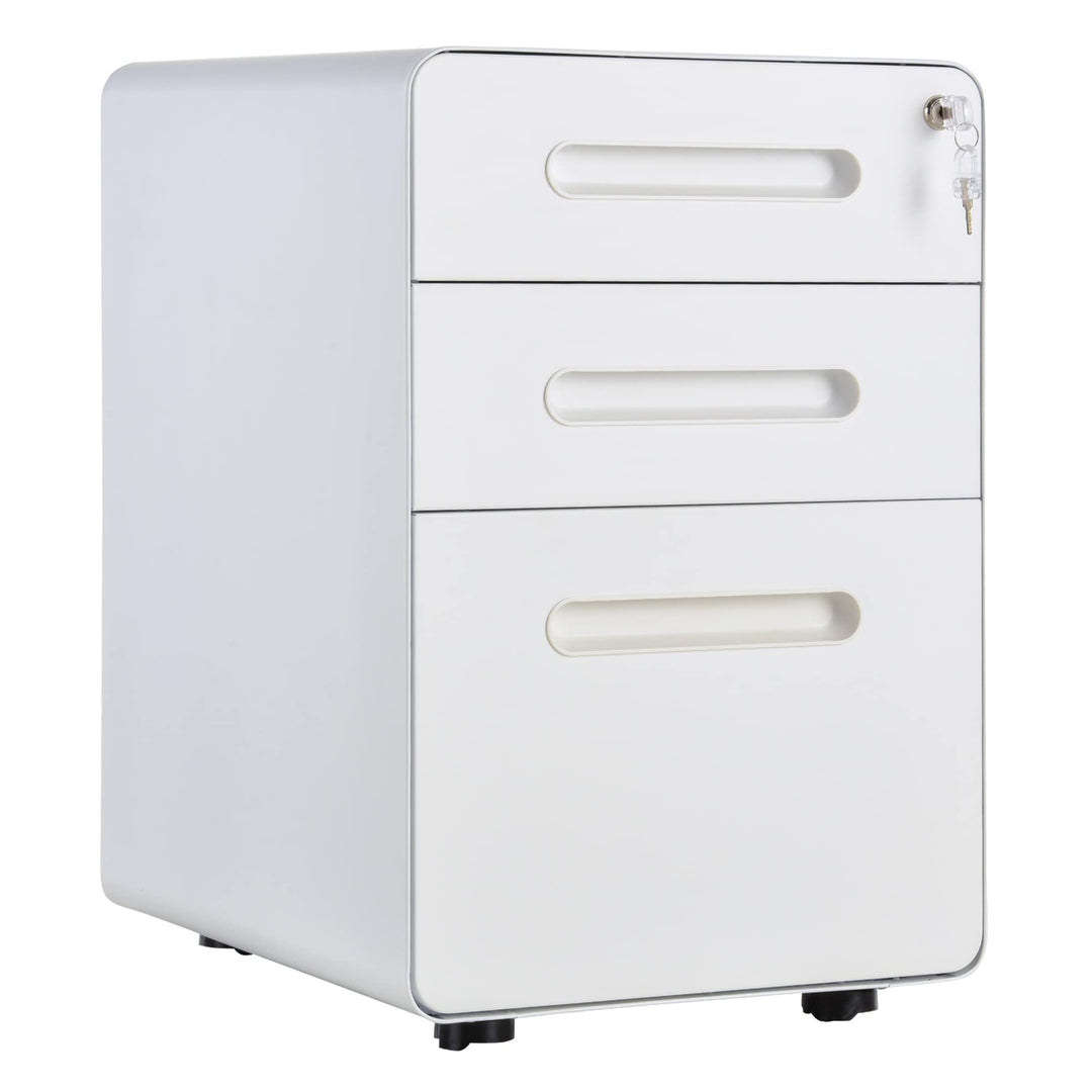 Vinsetto Rollcontainer Aktenschrank Bürocontainer mit 3 Schubladen Büroschrank Aufbewahrung Containe