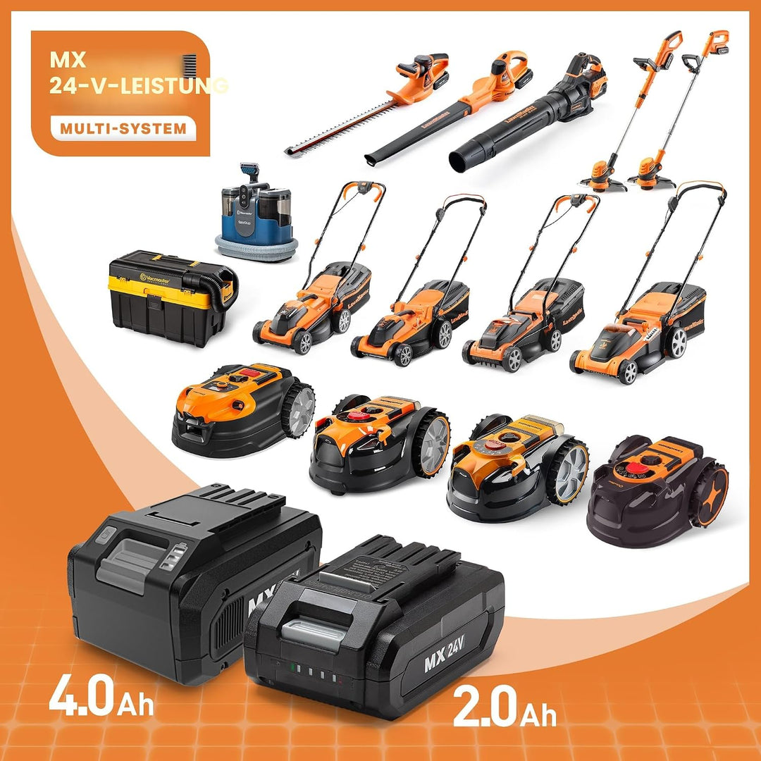 LawnMaster Akku-Rasentrimmer 24V 2,0Ah, inkl. Akku und Ladegerät, 25 cm Schnittbreite, für grössere