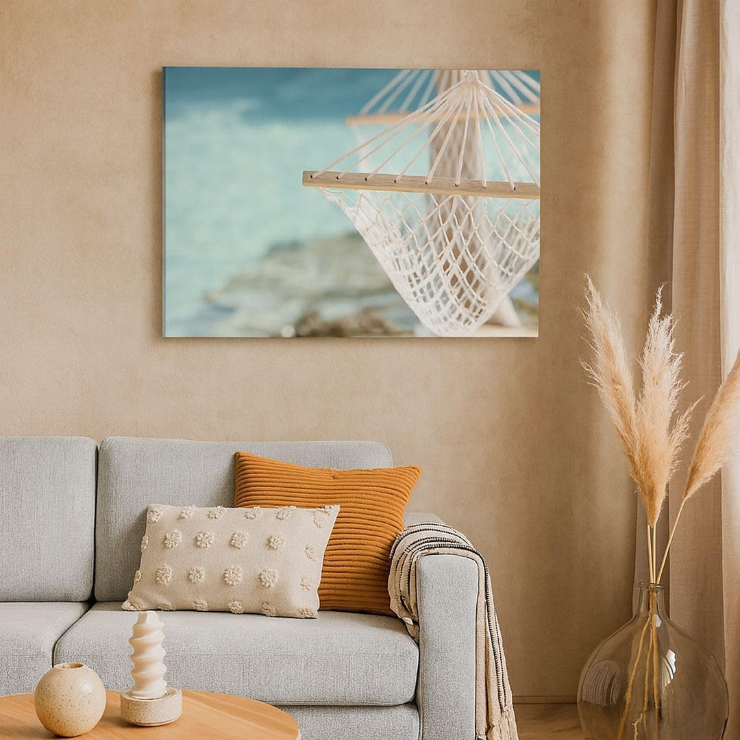 Bilder auf Leinwand 100x70cm Leinwandbild Reise hängematte tropisch strand Gross Wanddeko Bild Schla