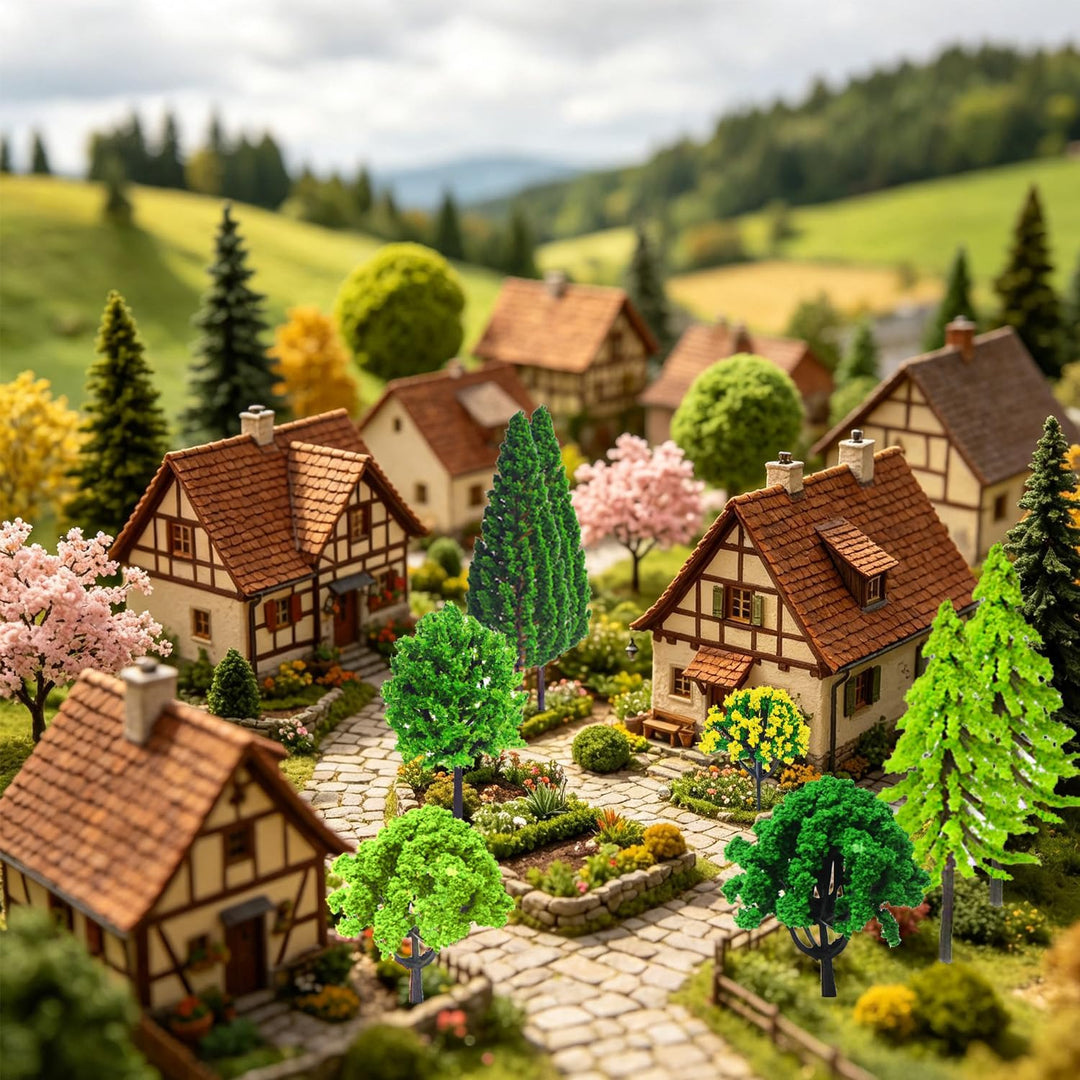 Modellbau Bäume 55 Stück Landschaft Modell Bäume Miniatur Bäume und Büsche Gemischte Architektur Bäu