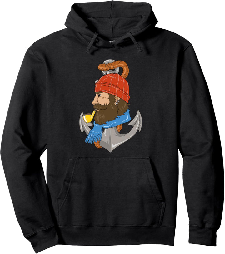 Bärtiger Skipper Seemann Kapitän Anker Pullover Hoodie