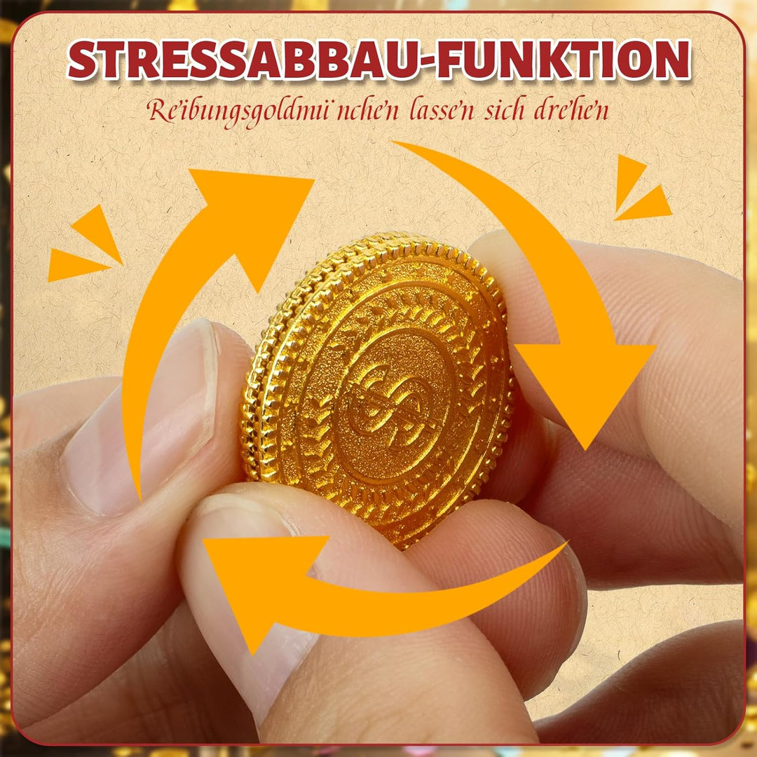 Byhoo 100 PCS Metall Goldmünzen, DND Piratenmünzen, Stress Relief Tool, mit Samt Kordelzugbeutel für