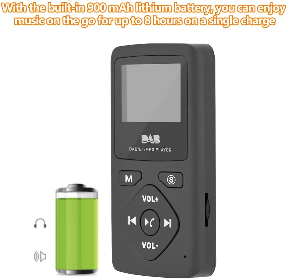 Richer-R DAB Pocket Digitalradio, Tragbare 1,8-Zoll LCD DAB/DAB+ Pocket Digital Radio Bluetooth MP3-