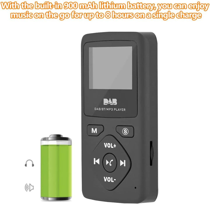 Richer-R DAB Pocket Digitalradio, Tragbare 1,8-Zoll LCD DAB/DAB+ Pocket Digital Radio Bluetooth MP3-