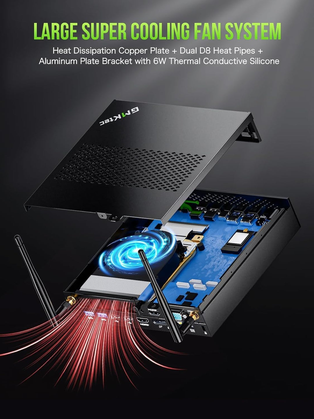 GMKtec K10-32+1T-Black-DE Mini PC Workstation, Intel Core i9 13900HK(14C/20T) bis zu 5.4GHz, Mini Co