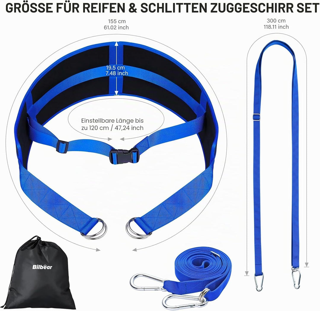 Bilbear Schlittenziehgürtel, verstellbarer Schlitten-Trainings-Taillengürtel, Gürtel zum Ziehen, Gew