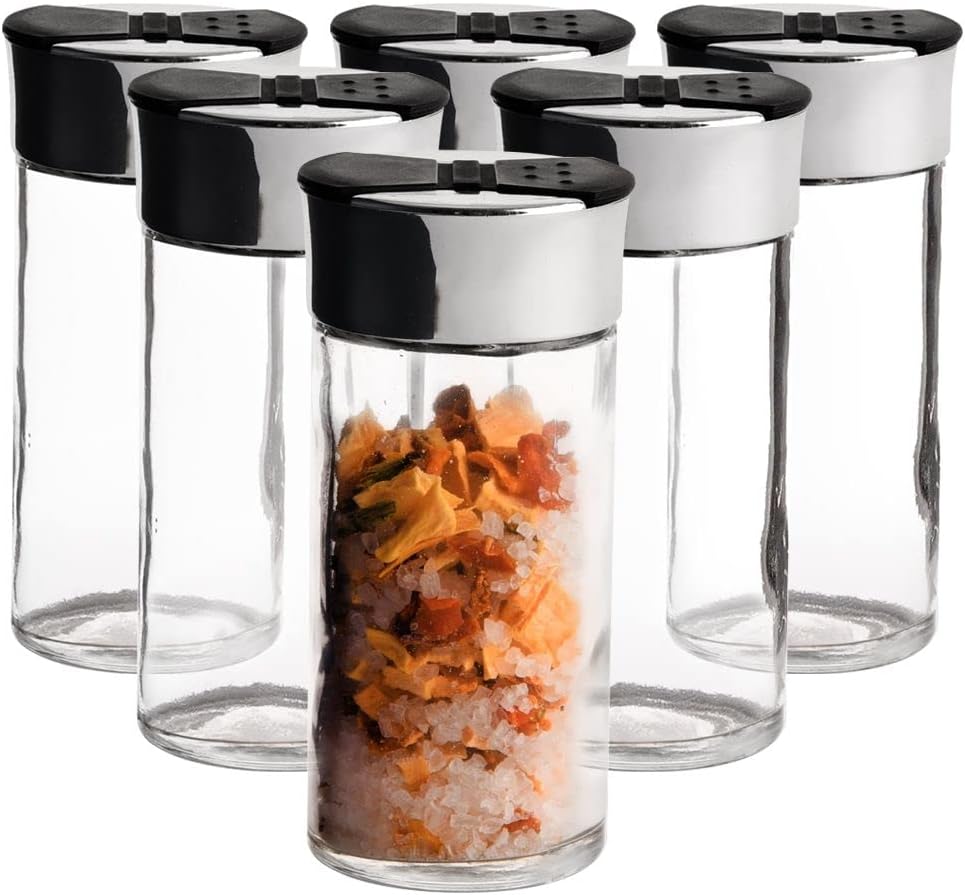 orion group Küchenbehälter Gewürzstreuer Gewürzspender mit Streueinsatz aus Glas 100 ml 6 Stück Set