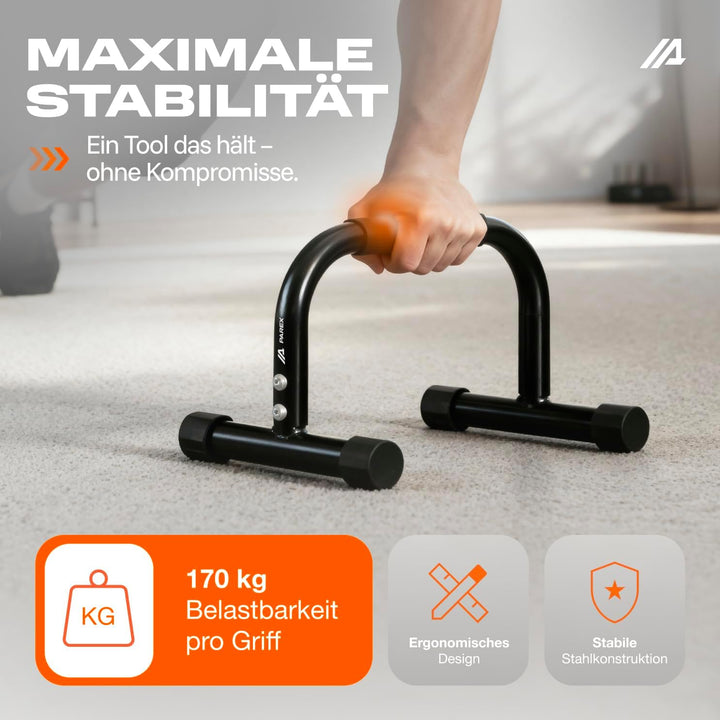 Parex Parallettes aus Stahl, gelenkschonende & rutschfeste Liegestützgriffe, Calisthenics Equipment