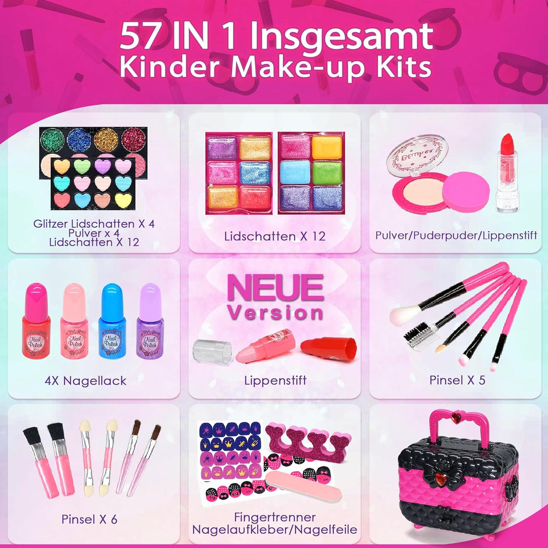 Kinderschminke Set Mädchen Schminkkoffer Mädchen- Sicheres und Waschbares Schminke Kinder Mädchen, E