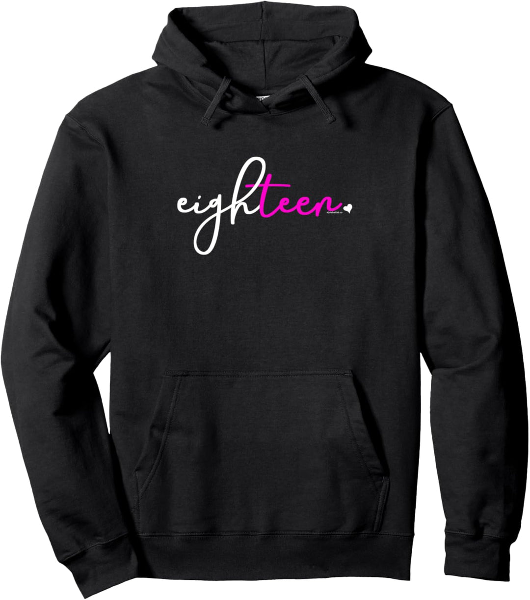 18th Birthday for Girls 18 Year Old Pink Eighteen Party Teen Pullover Hoodie