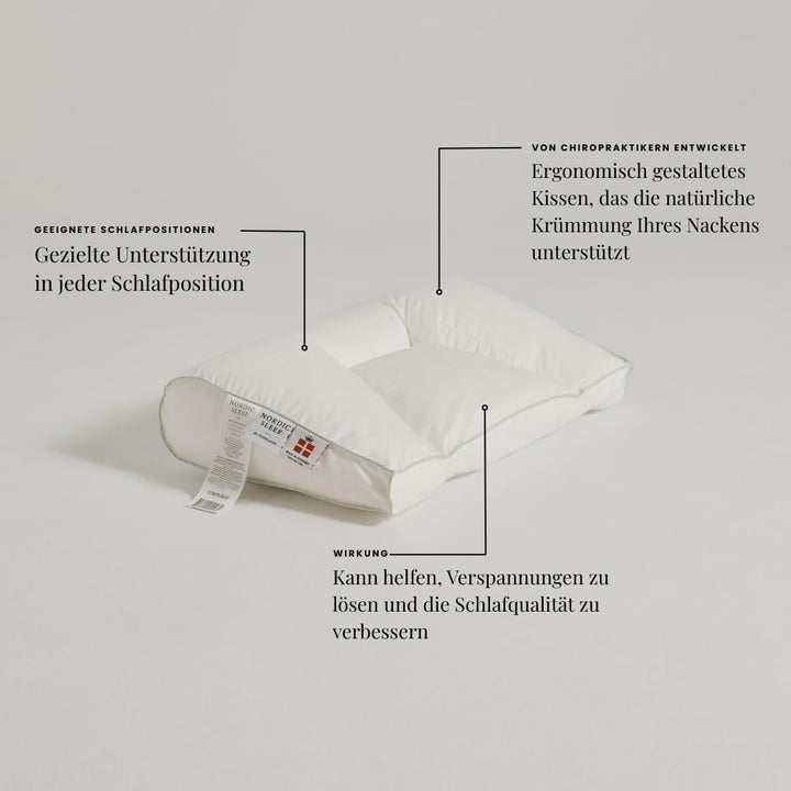 FOSSFLAKES Nordic Sleep by Chiropractic - Nackenstützkissen mit Bezug, die Ultimative Lösung für Nac