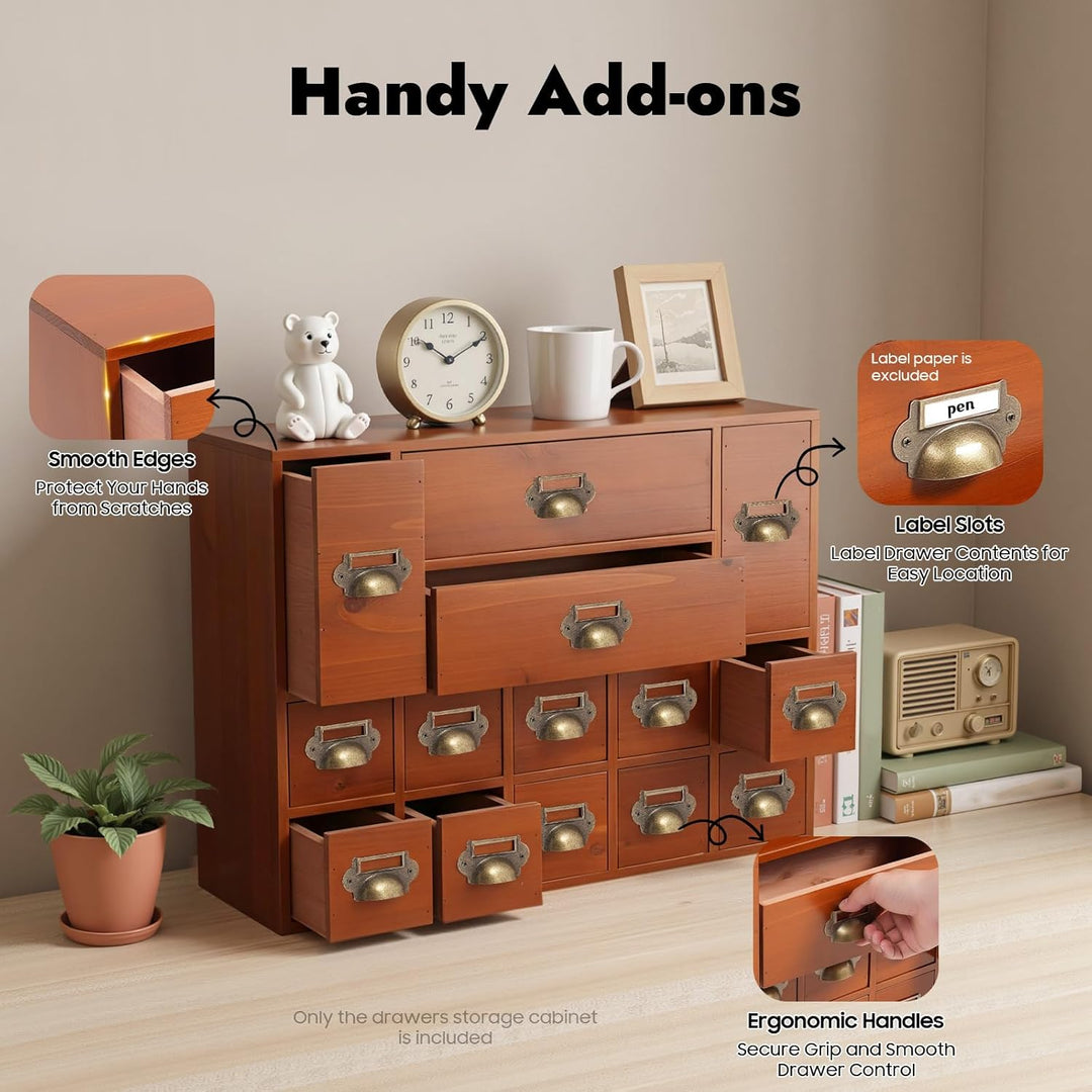 Schubladenbox Holz, Desktop Schreibtisch Organizer Schubladen Organizer mit 14 Schubladen, Aufbewahr