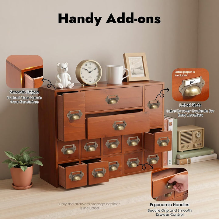 Schubladenbox Holz, Desktop Schreibtisch Organizer Schubladen Organizer mit 14 Schubladen, Aufbewahr