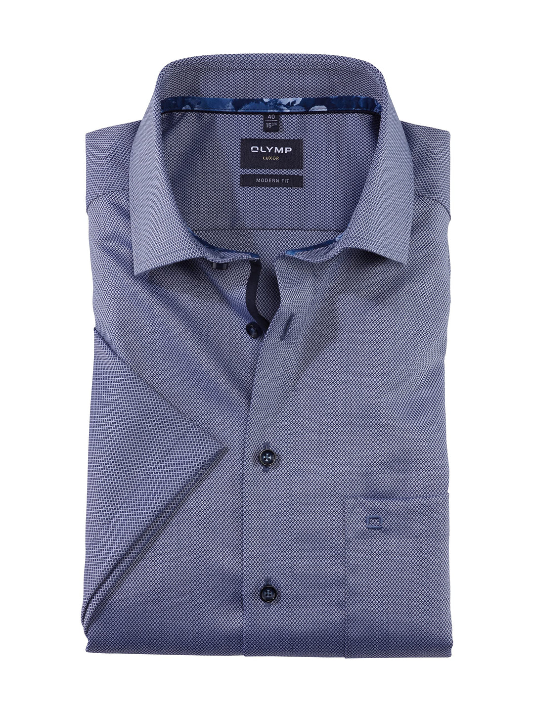 OLYMP Herren Businesshemd Kurzarm Luxor,Einfarbig,modern fit,Global Kent 41 Marine 18