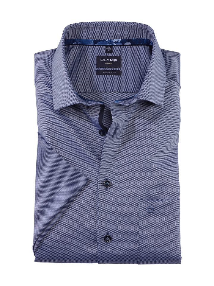 OLYMP Herren Businesshemd Kurzarm Luxor,Einfarbig,modern fit,Global Kent 41 Marine 18