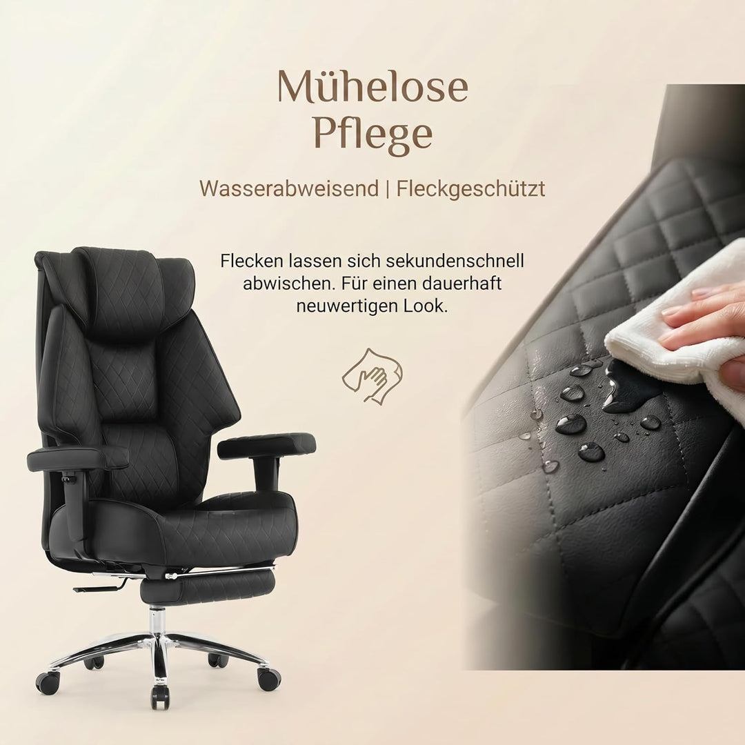 EXCEBET XXL Chefsessel bis 180kg Belastbar, Ergonomischer Bürostuhl mit Taschenfederkern, Breiter Dr