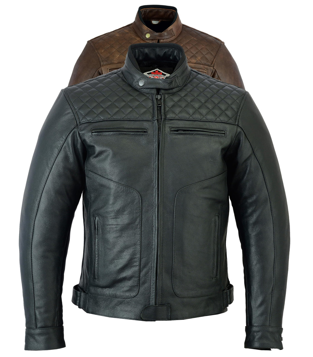 Texpeed Motorrad lederjacke herren mit protektoren - Leder mit Rautensteppung - Motorrad Mit Origina