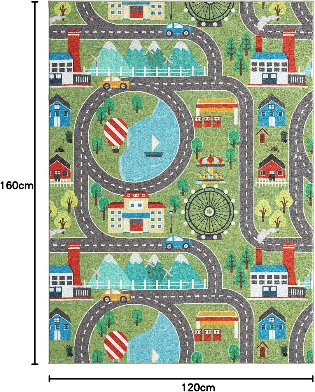 the carpet Happy Life – Kinderteppich Spielteppich Strassen- und Stadtmotiv mit Auto, rutschfest & p