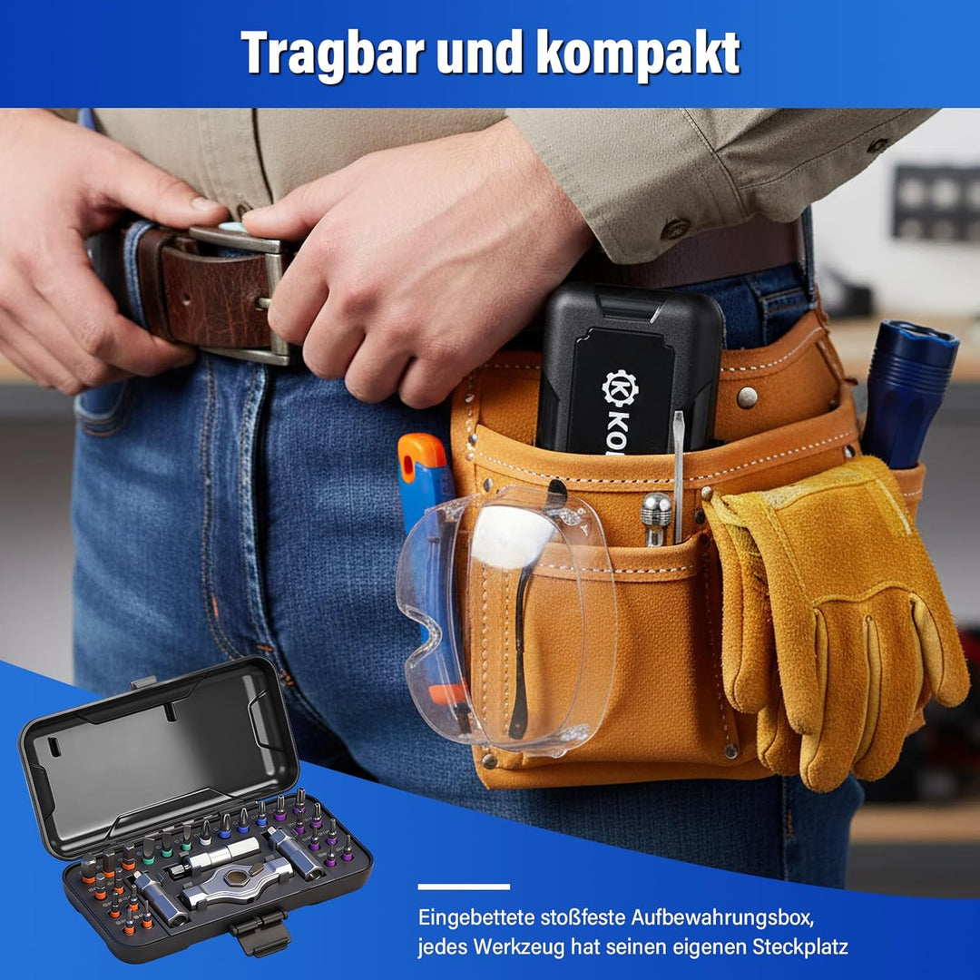 24-in-1 Ratschenschraubendreher Set – Magnetic Screwdriver Set mit S2-Bits, Abnehmbarer T-Ratschengr