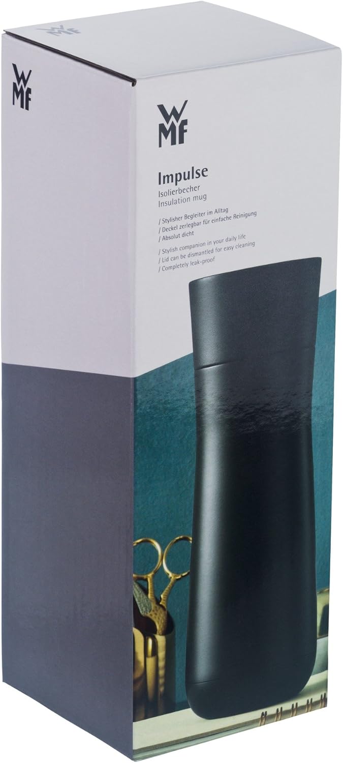 WMF Impulse Isolierbecher 350 ml, Thermobecher mit Automatikverschluss, 360°-Trinköffnung, hält Getr