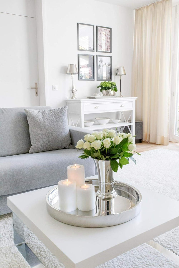 EDZARD Tablett Alaska (ø 32 cm) rund, Edelstahl hochglanzpoliert, Serviertablett, Dekotablett Durchm