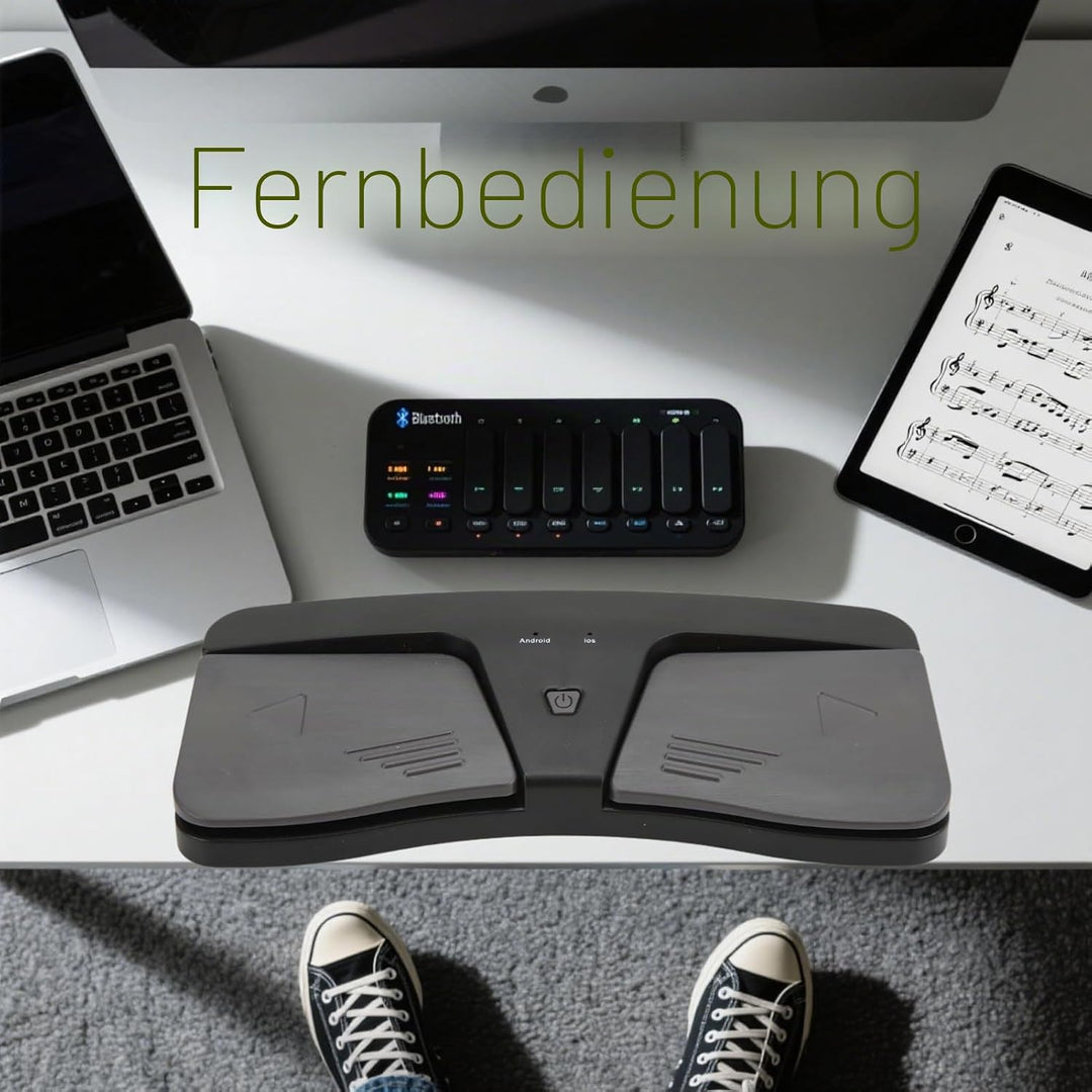 Page Turner Pedal für Tablets, Kabelloses Fusspedal Musik Page Turner für IOS, für Android, Batterie
