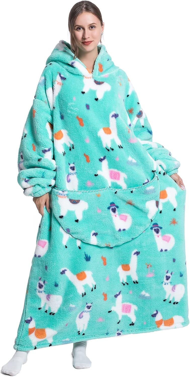 JOREAY Lange Hoodie Decke mit Ärmeln für Damen Herren, Kuschelig Deckenpullover, XXL Übergrosse Deck