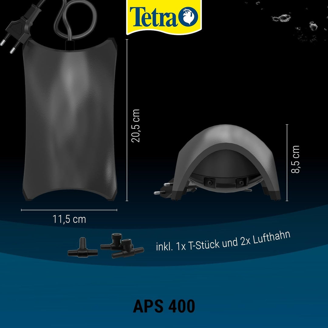 Tetra APS 400 Aquarium Luftpumpe - leise Membran-Pumpe für Aquarien von 250-600 L, schwarz Schwarz A