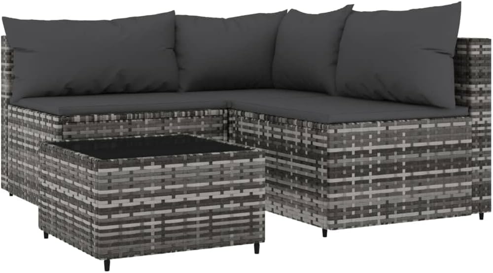 vidaXL Garten Lounge Set 4-TLG., Gartenmöbel Set mit Kissen, Sitzgruppe für Garten Terrasse, Modular