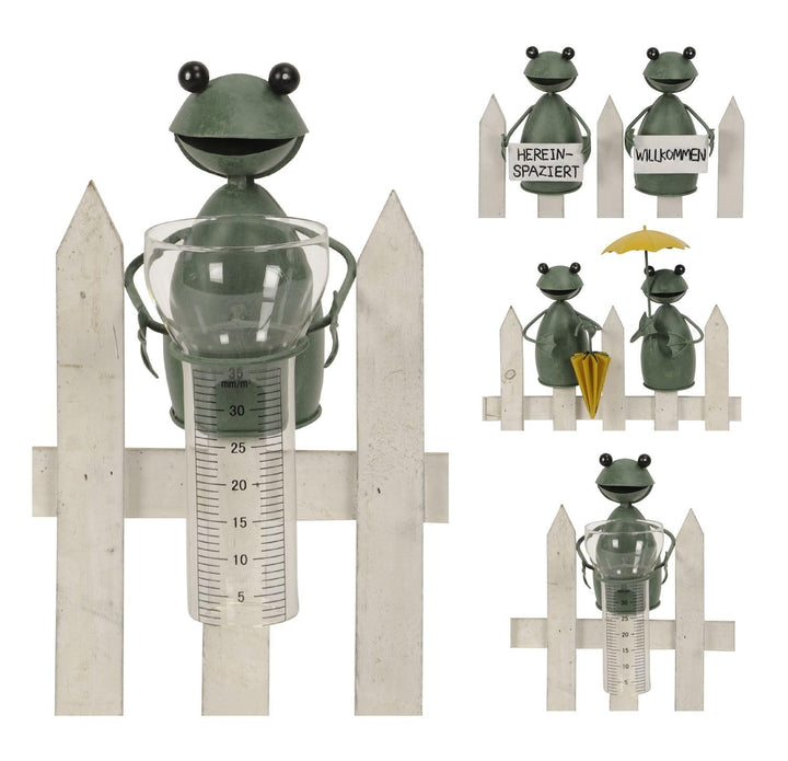 NETPROSHOP Zaunfigur Frosch Zaunhocker Frösche oder Regenmesser Metall Höhe ca. 16-20 cm, Auswahl:Re