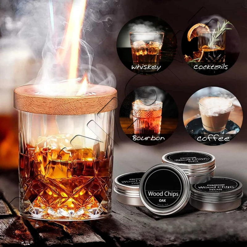 Cocktail Smoker Kit, MKNZOME Whiskey Smoker Kit mit 4 Geräuchertem Cocktail Raucher Kit Sägemehl Vat