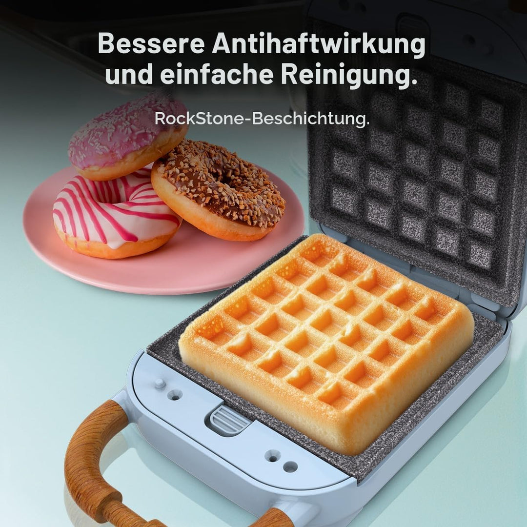 Cecotec Sandwichmaker Vintage Rock'Ntoast Retro One Blau. 700W, 3 austauschbare Platten, Retro-Desig