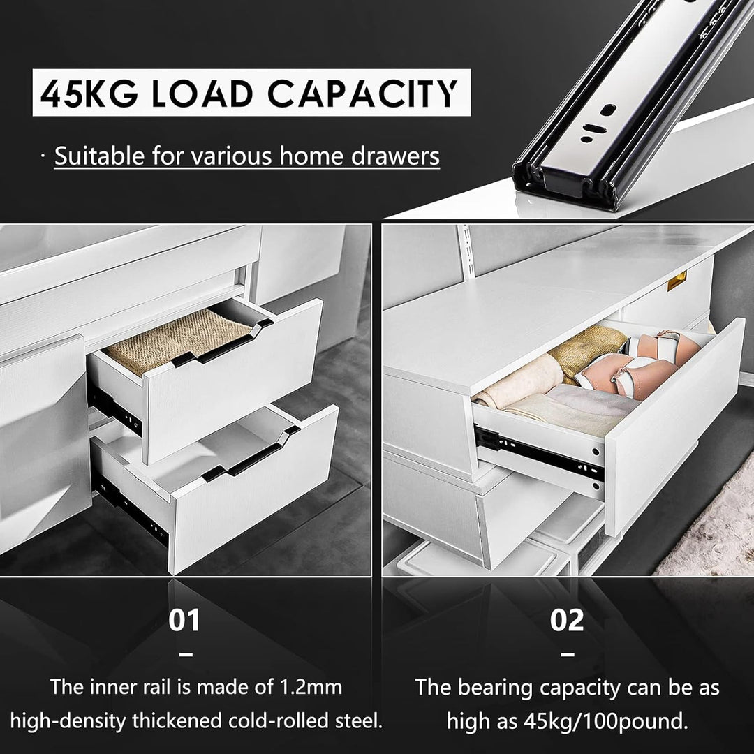 AOLISHENG Schubladenschienen Vollauszug 250mm Schwerlastauszug mit 45 kg Tragkraft für Küchenschränk