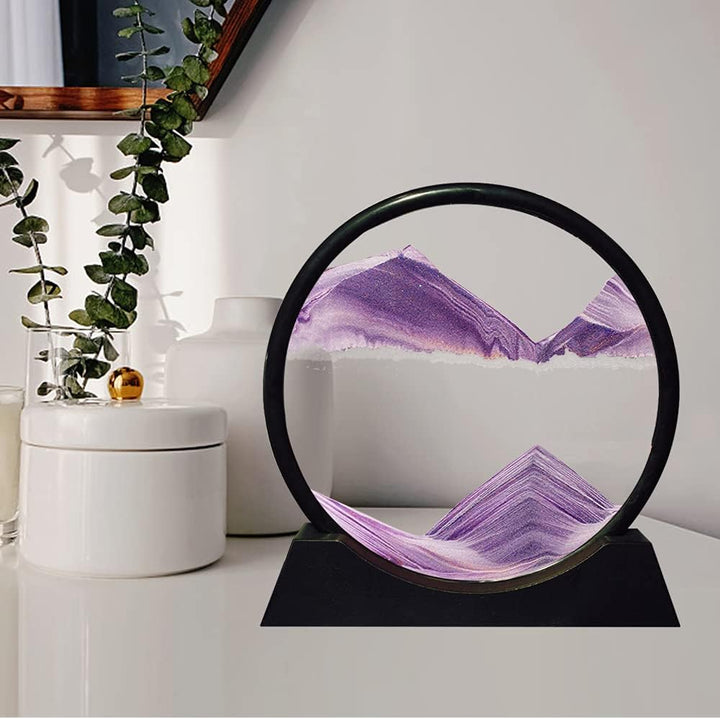 Aoderun Sandbilder Zum Drehen 3d Sanduhr Büro Deko Sand Rundes Glas Fliessender Sand Rahmen Beweglic