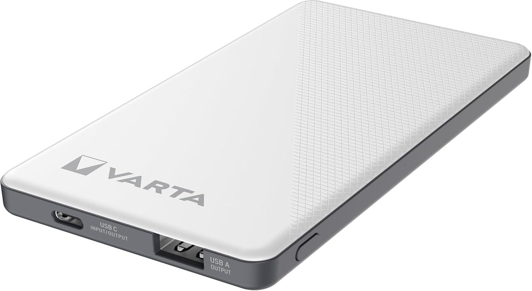 VARTA Power Bank 5000mAh, Powerbank Energy mit 2 Anschlüssen (1x USB C, 1x USB A), kompatibel mit Ta