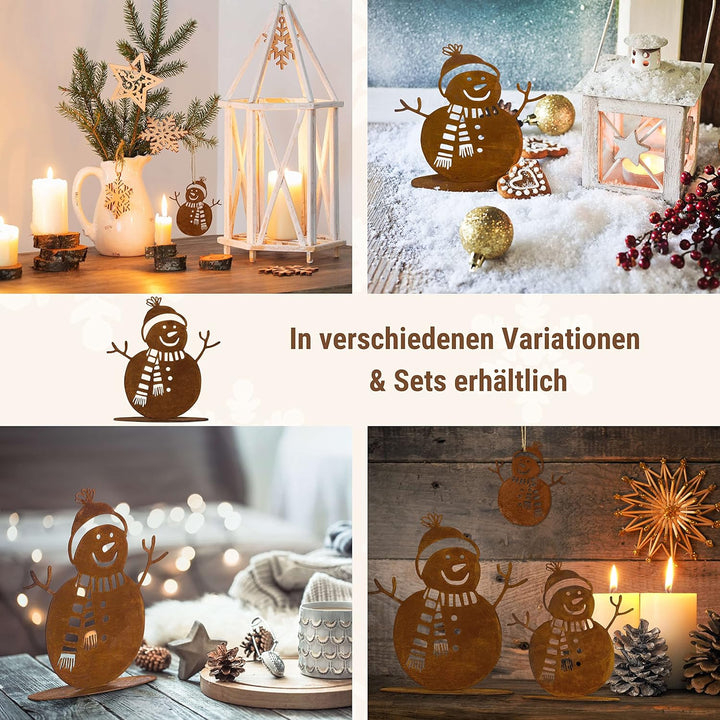 Rostikal | Winterdeko Schneemann Rost Gartendeko Weihnachten | 20 cm hoch