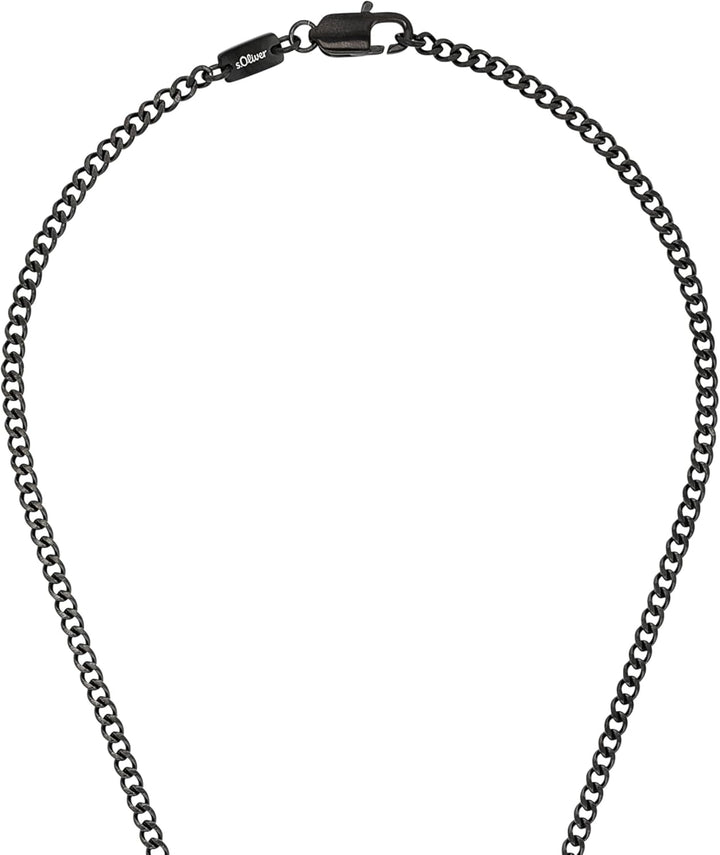 s.Oliver Kette mit Anhänger Edelstahl Carbon Herren Halsschmuck, 50 cm, Schwarz, Kreuz, Kommt in Sch